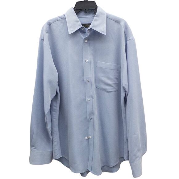 Bugatchi Uomo Men's Blue White Stripe Dress Shirt Large Long Sleeve Button Down - Picture 1 of 4